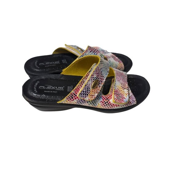 Flexus Anatomical Slide Sandals Womens Size 7.5-8 Multi-Color Pattern Leather - Picture 4 of 6